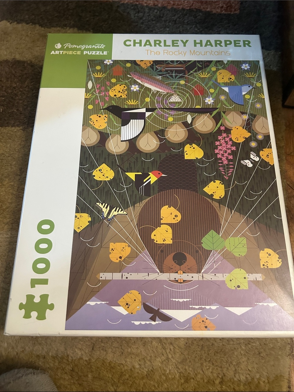 Charley Harper The Rocky Mountains Wall Art Puzzle Print - Green Multi